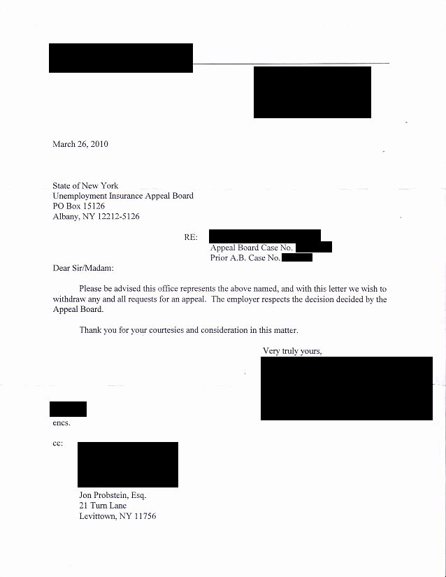 Letter Confirming Unemployment Best Of A Lawyer S Blog Jon Michael Probstein Esq November 2010