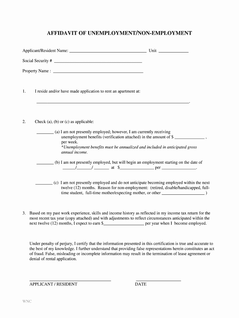Letter Confirming Unemployment Best Of How to Write An Affidavit Unemployment Fill Line
