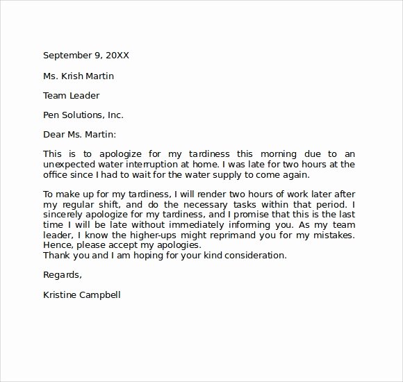 Letter for Explanation Of Mistake Made Unique Apology Letter for Being Late 7 Download Free Documents