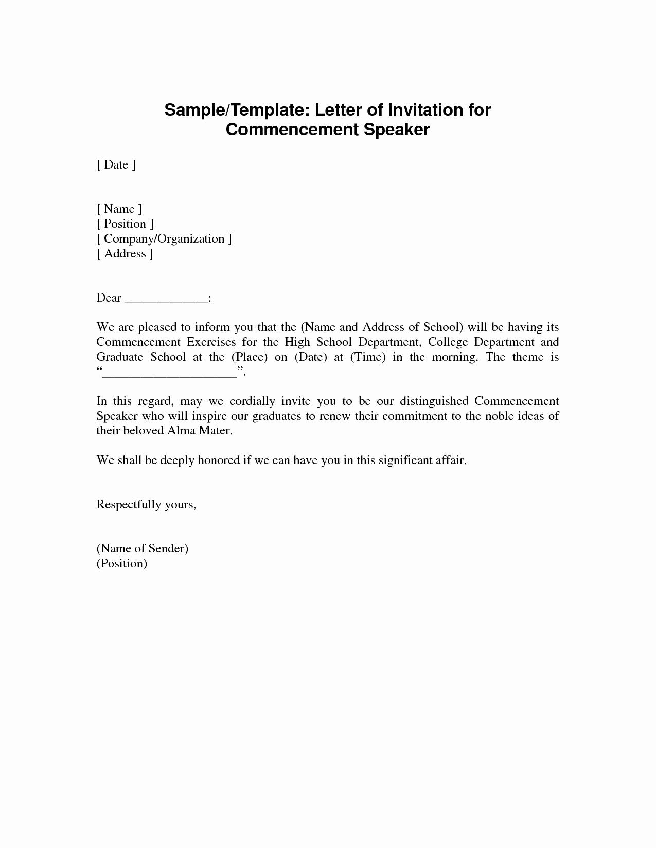 Letter for Graduation Awesome Invitation Letter Guest Speaker Graduation Ceremony