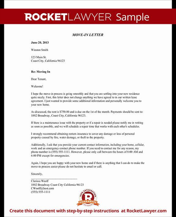 Letter for Tenant to Move Out Elegant Move In Letter to Tenant Move In Letter Template with