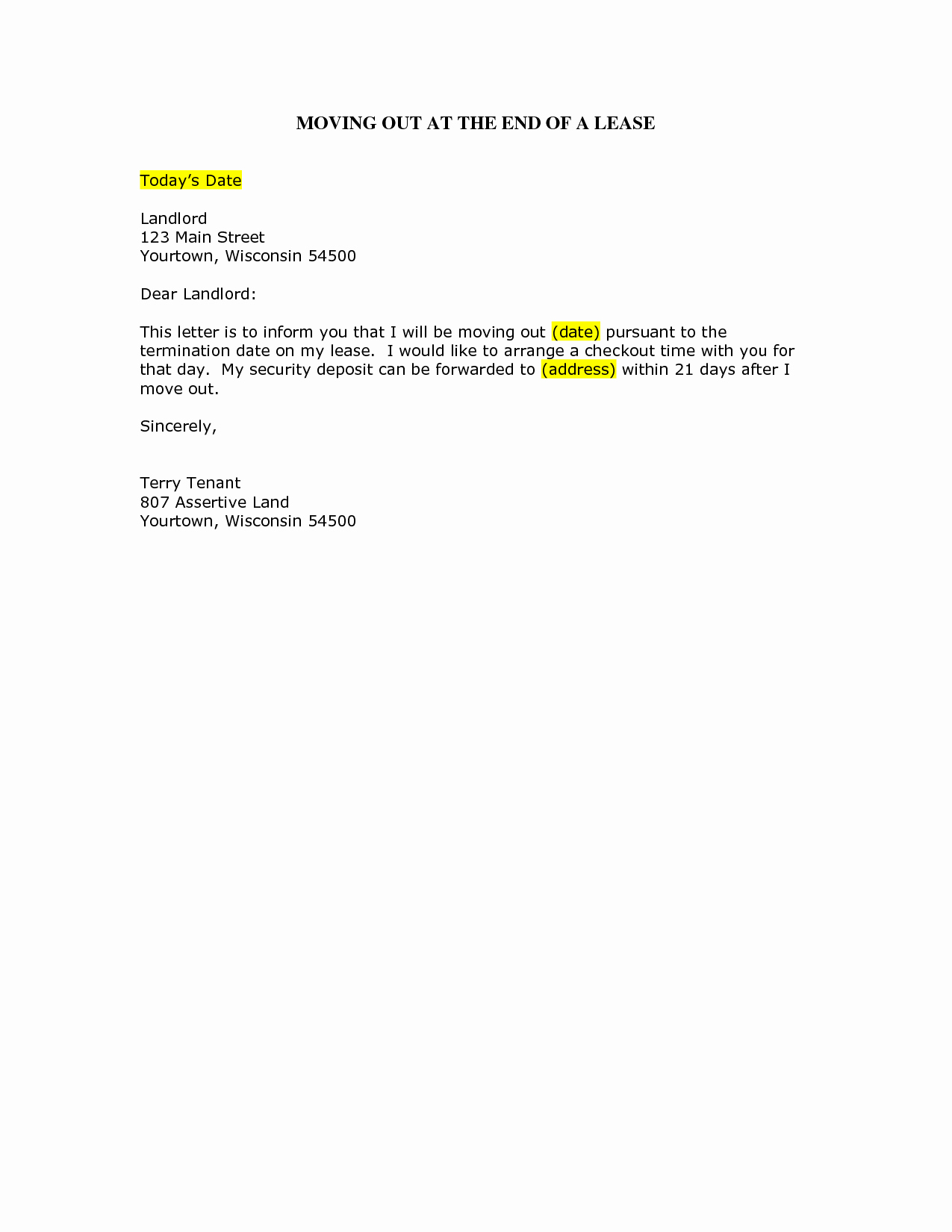 Letter for Tenant to Move Out Inspirational Best S Of Letter to Tenant Move Out Notice Sample