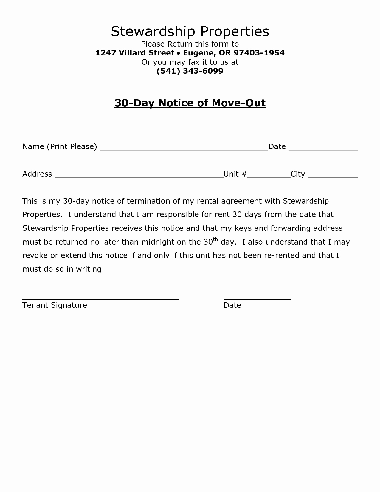Letter for Tenant to Move Out New Best S Of Move Out Notice to Tenant Template 30 Day