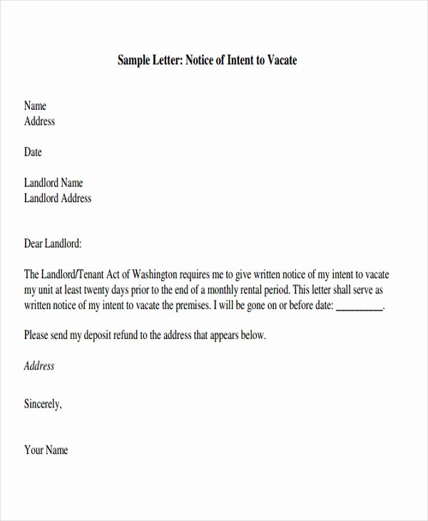 Letter for Tenant to Move Out Unique Move Out Notice Template