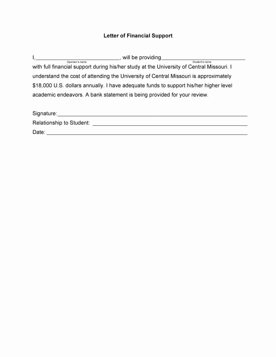 Letter Of Financial Need Awesome 40 Proven Letter Of Support Templates [financial for