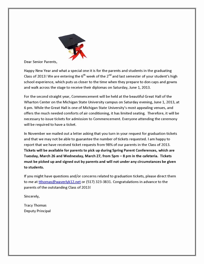 Letter Of Graduation Beautiful Waverly High School