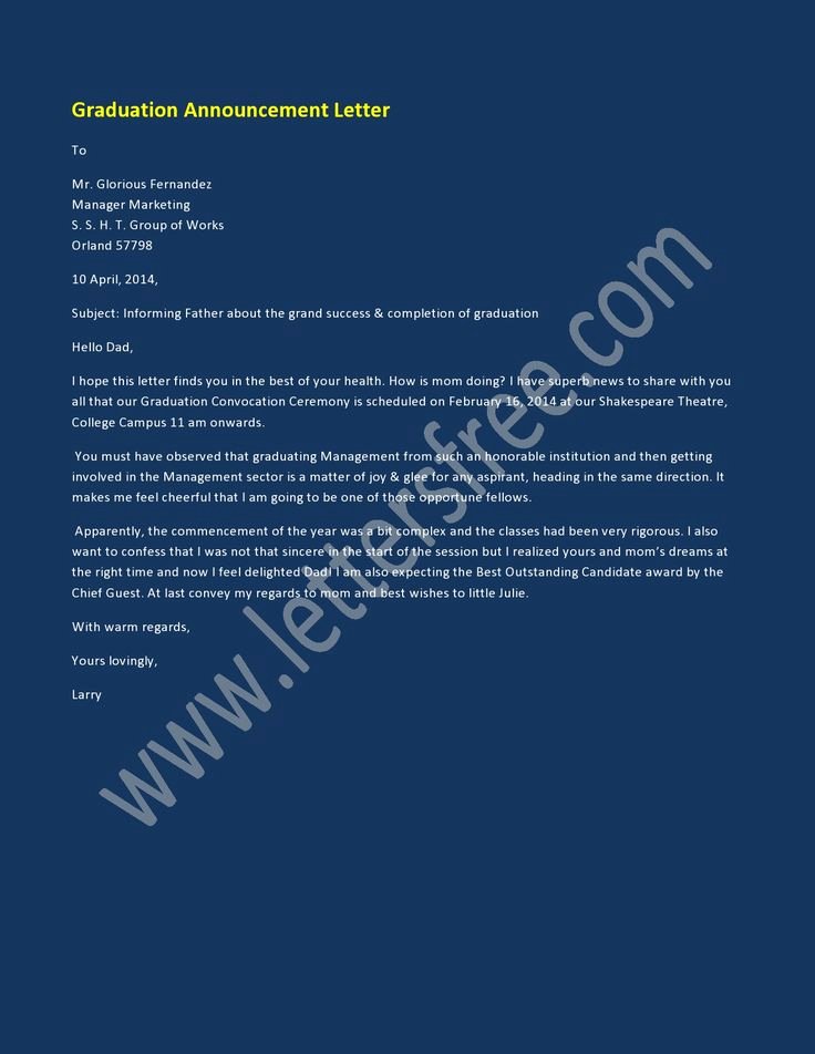 Letter Of Graduation New 1000 Images About Announcement Letter Examples On