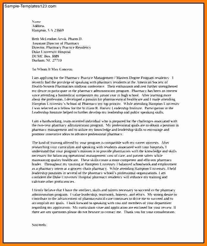 Letter Of Intent for Grad School Lovely 6 Graduate School Letter Of Intent Sample