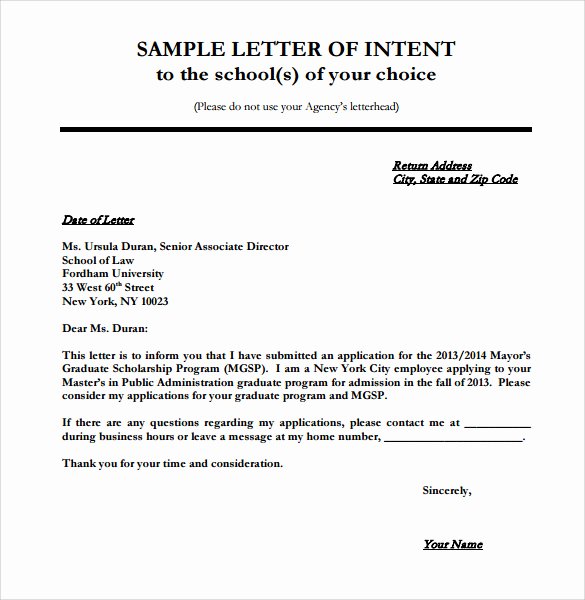 Letter Of Intent Residency Example Lovely Letter Intent Residency