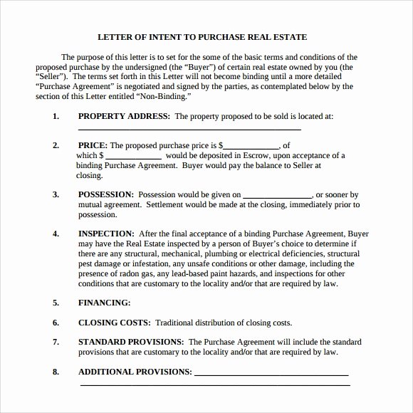 Letter Of Intent to Purchase Real Estate Elegant Letter Of Intent Real Estate 9 Download Free Documents