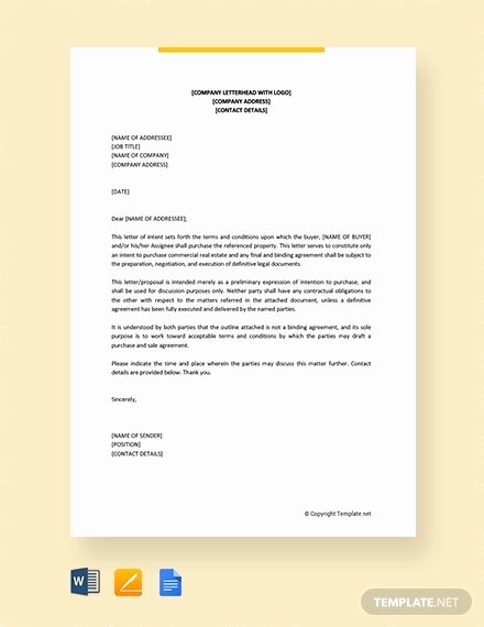 Letter Of Intent to Purchase Real Estate Template Unique 14 Real Estate Letter Intent Templates Free Sample