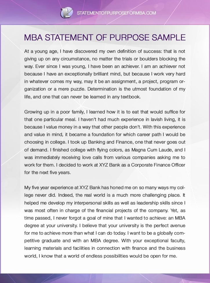 Letter Of Purpose Example Fresh Mba Statement Of Purpose Template sop