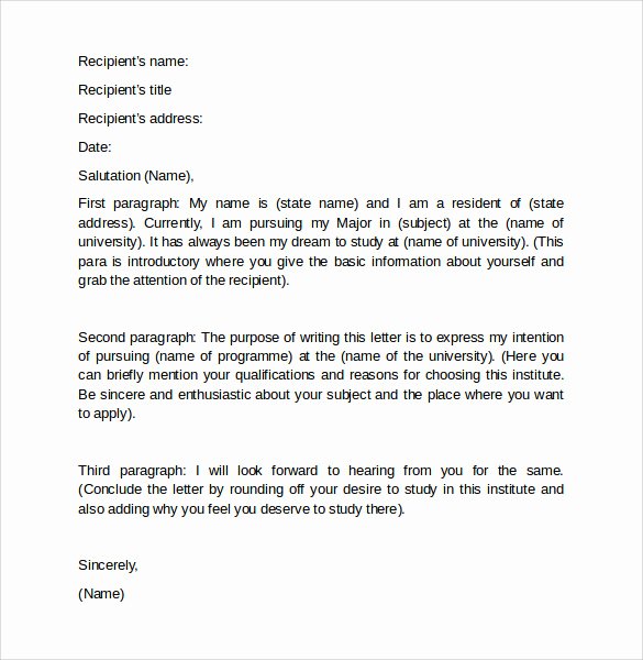 Letter Of Purpose for Graduate School Samples Beautiful Letter Intent Graduate School 7 Free Samples