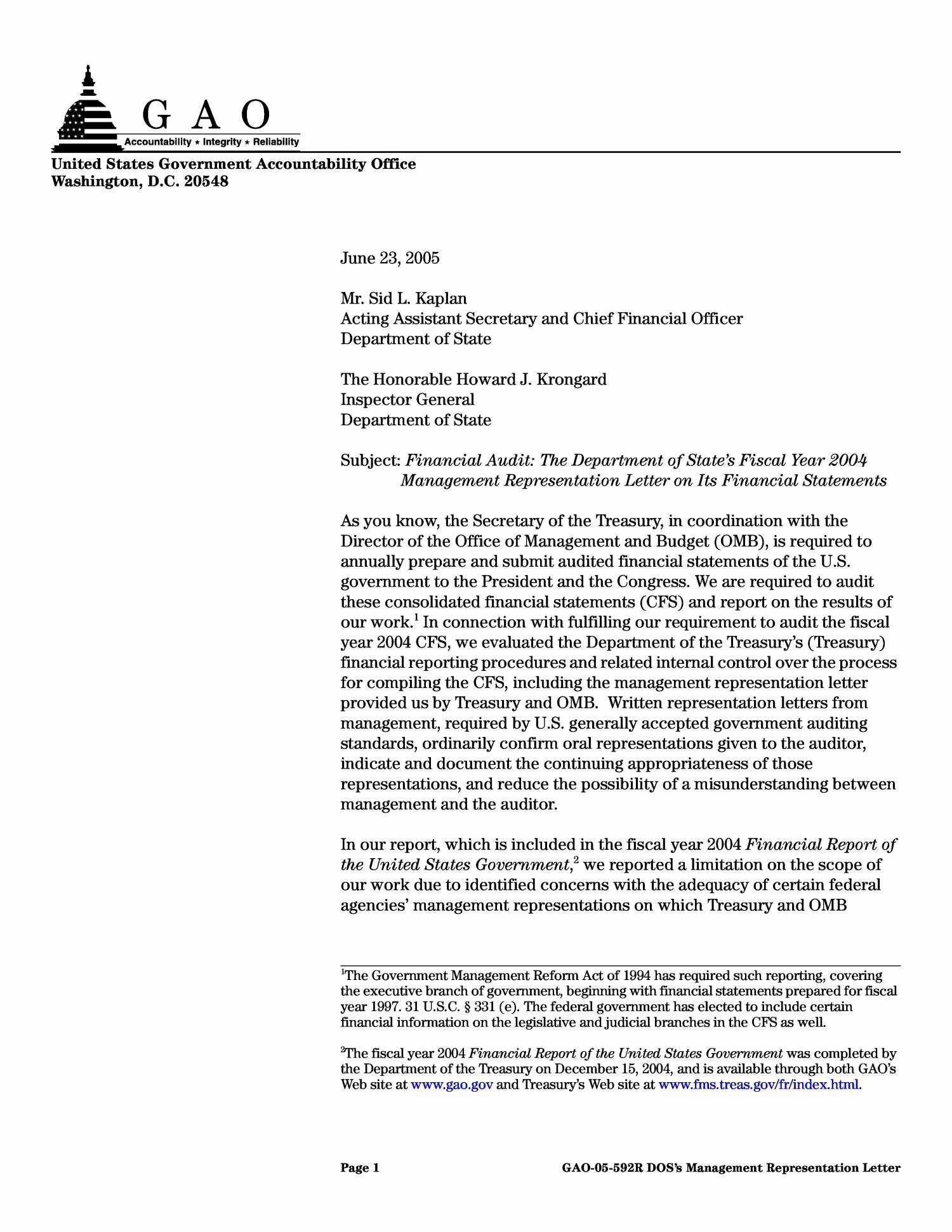 Letter Of Representation Lovely Financial Audit the Department Of State S Fiscal Year