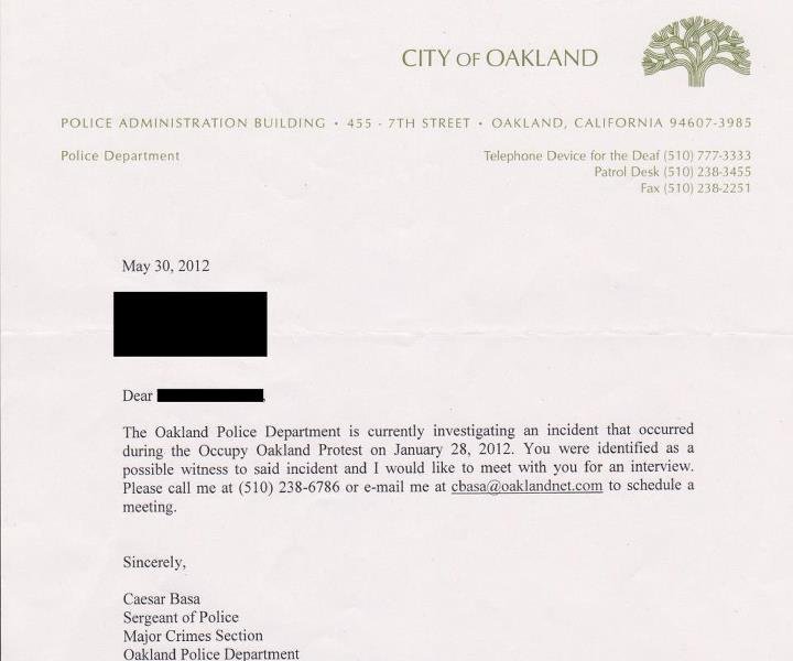 Letter Of Testimony Example Beautiful Opd is Summoning Occupy Oakland Witnesses Via Letter What