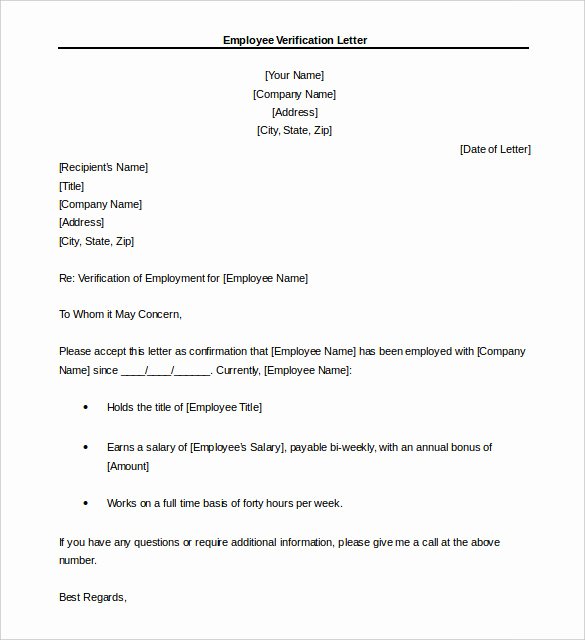 Letter Of Unemployment Template Beautiful 15 Letter Of Employment Templates Doc Pdf