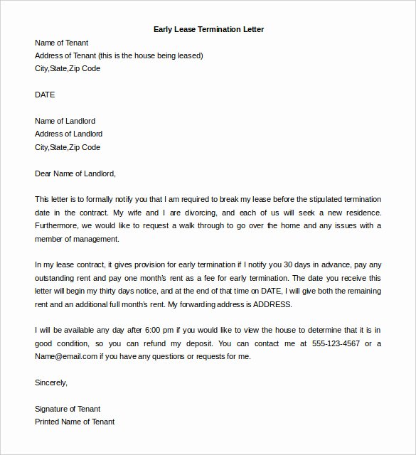Letter to End Lease Early Best Of Early Lease Termination Letter