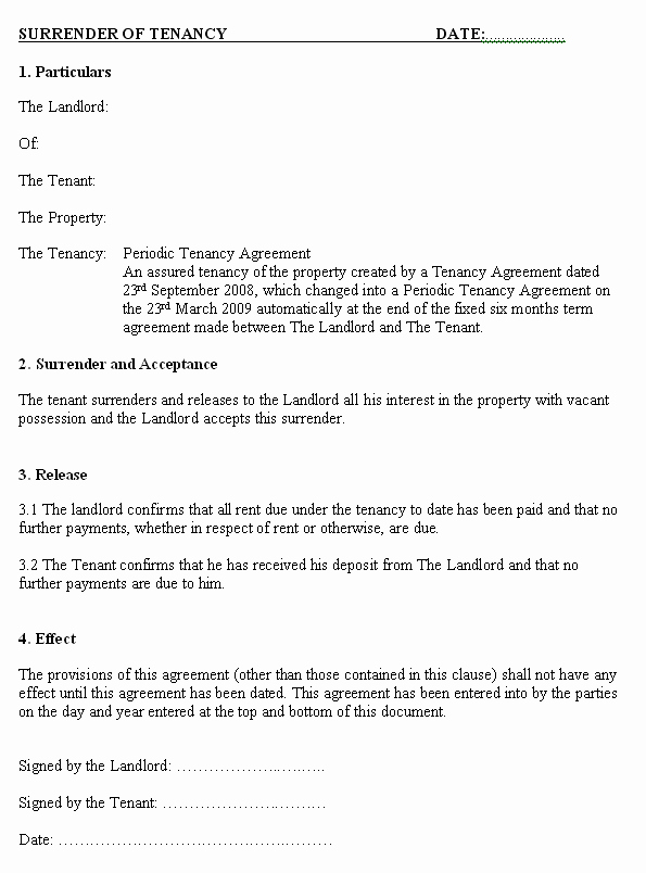 Letter to End Lease Early Luxury Surrender Tenancy Letter for Tenants