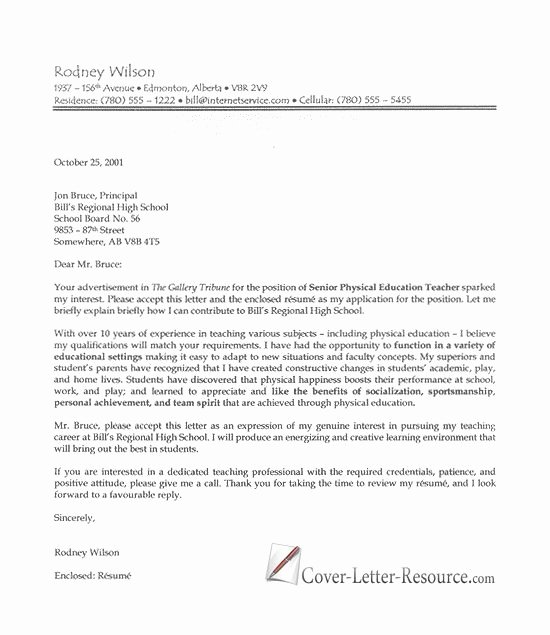 Letters Of Interest Education Elegant Professional Teacher Cover Letter