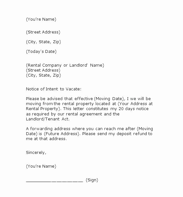 Letters Of Moving Out Notice Awesome Sample Vacate Letter to Tenant – Gulflifa