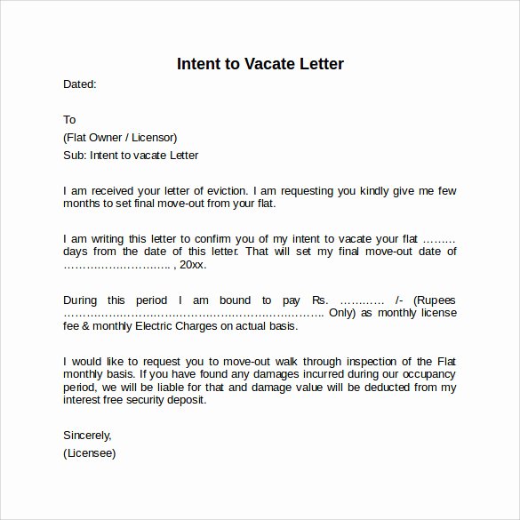 sample intent to vacate letter