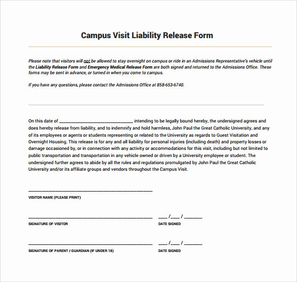 Liability Release forms Fresh Sample Liability Release form Examples 9 Download Free