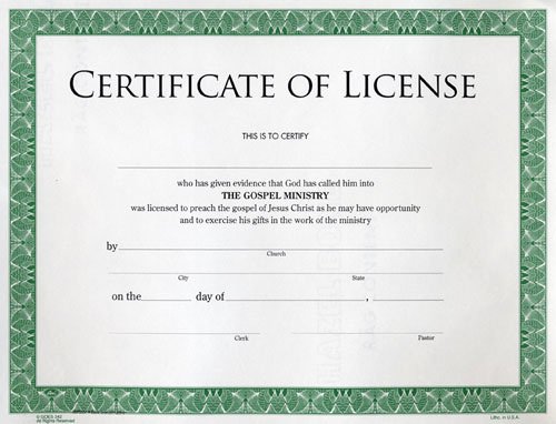 License to Preach Certificate Template Elegant Minister License Template Free Printable ordination