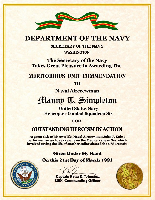 Life Saving Award Template Best Of Individual Award Certificate Military Training Unit Awards