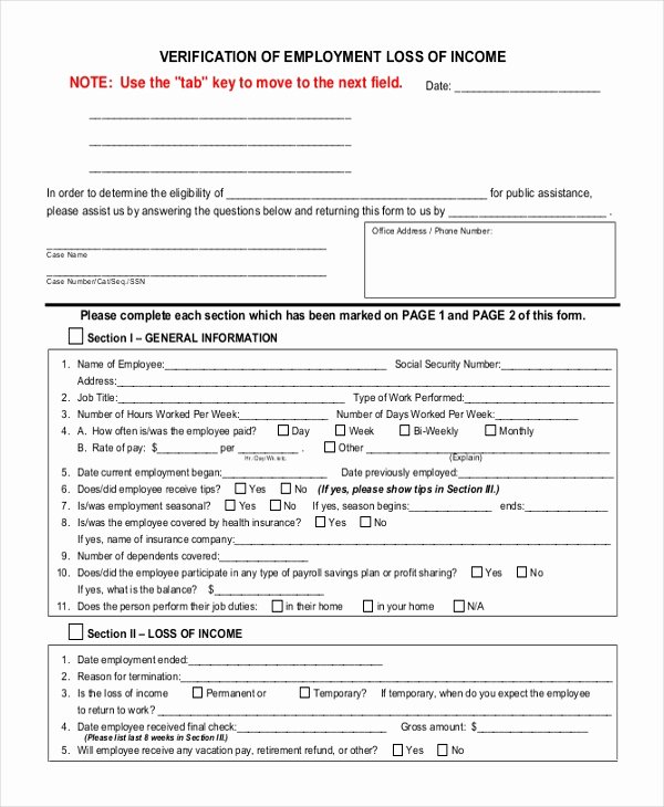 Loss Of Income form Beautiful Free 10 Sample In E Verification forms In Pdf