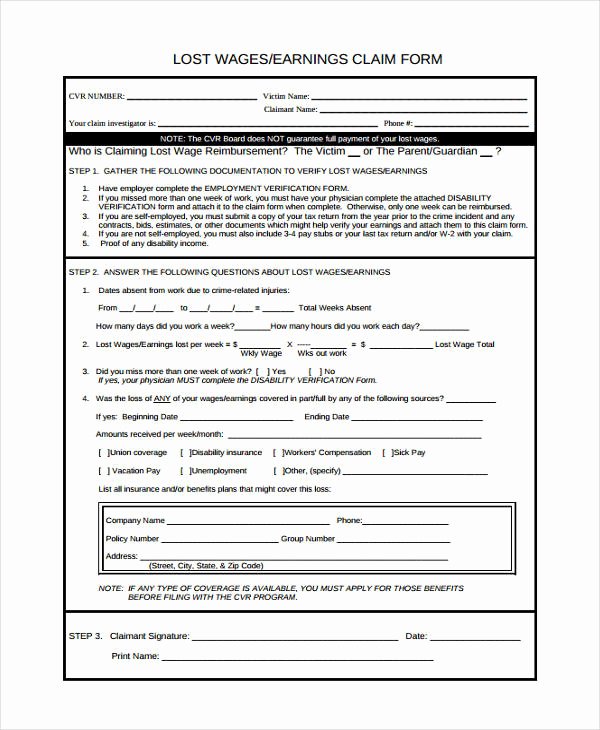 Lost Wages form Unique Free 7 Wage Verification forms In Sample Example format