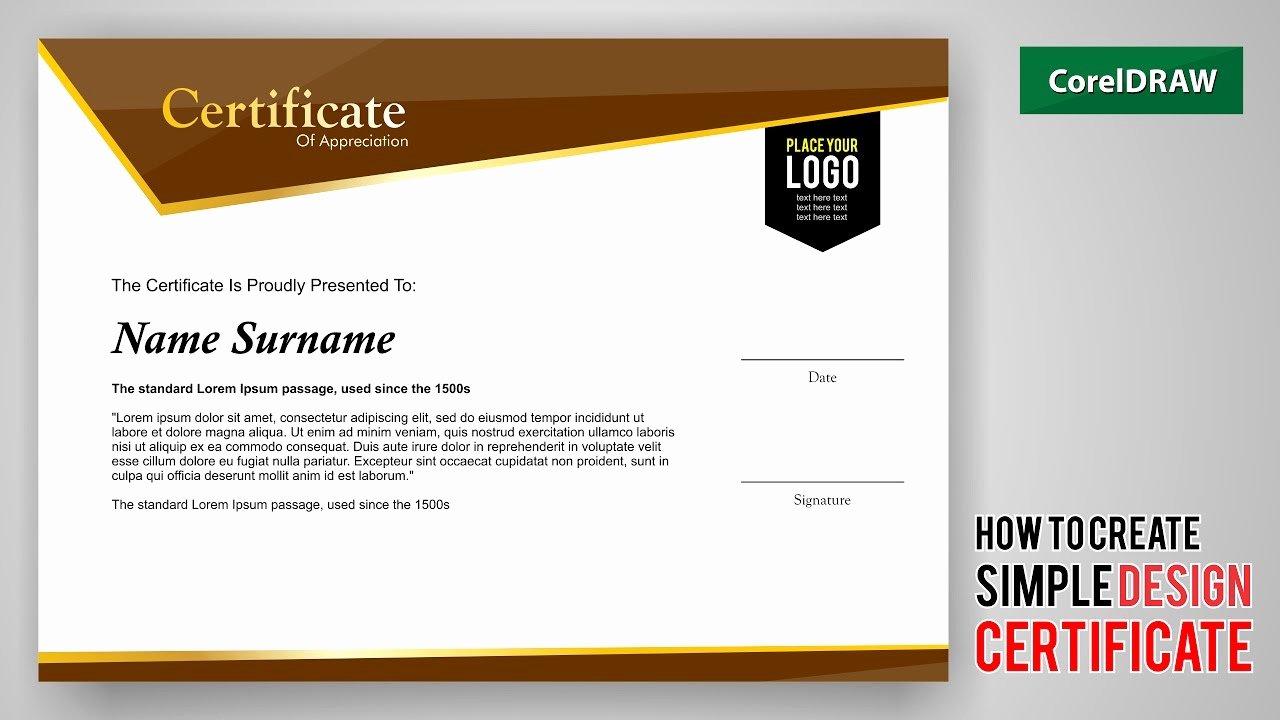 Make A Certificate Online Free Unique Tutorial How to Create Design A Certificate with Coreldraw
