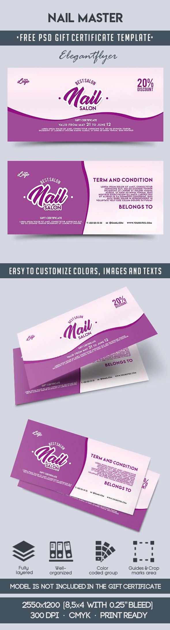 Manicure Gift Certificate Template Fresh Nail Master – Free Gift Certificate Psd Template – by