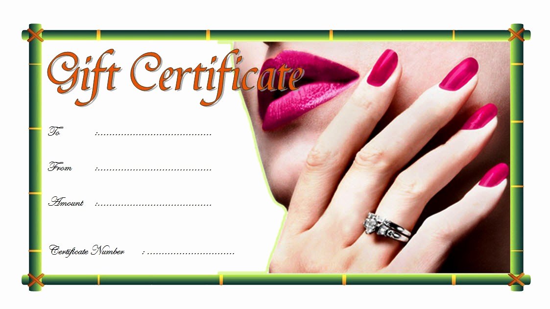 Manicure Gift Certificate Template Fresh Nail Salon Gift Certificate 1