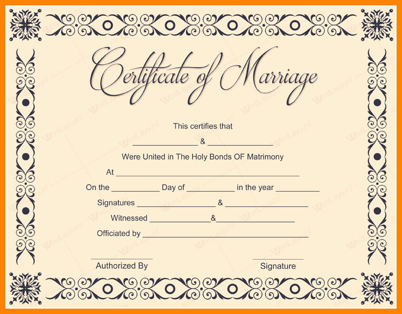 9 marriage certificate template microsoft word