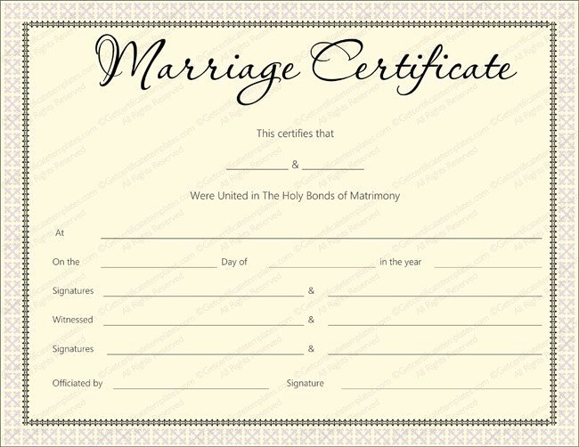 Marriage Certificate Template Microsoft Word Luxury Marriage Certificate Template 22 Editable for Word