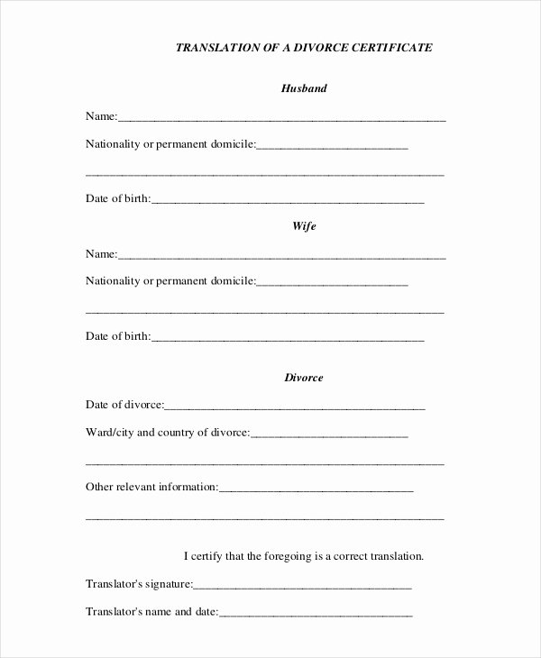 Marriage Certificate Translation Template Lovely Divorce Certificate Template 8 Free Word Pdf Document