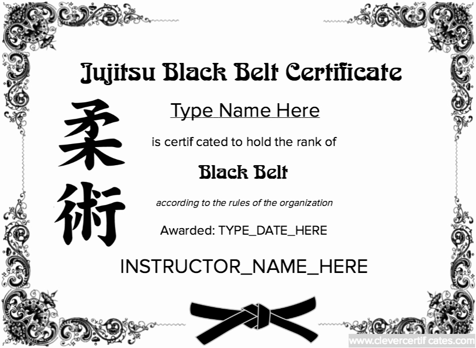 Martial Arts Certificate Maker Elegant the Jujitsu Black Belt Certificate Template Lets You