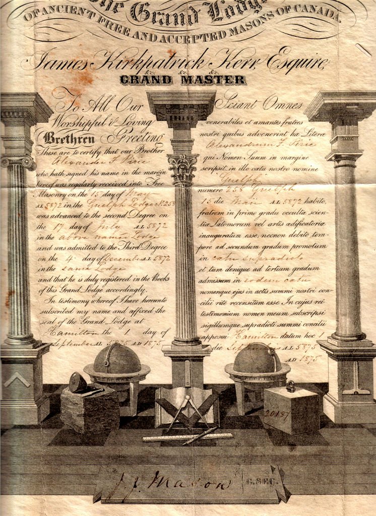 Masonic Certificate Template Free Lovely File Pirie A F 1875 Masonic Certificate