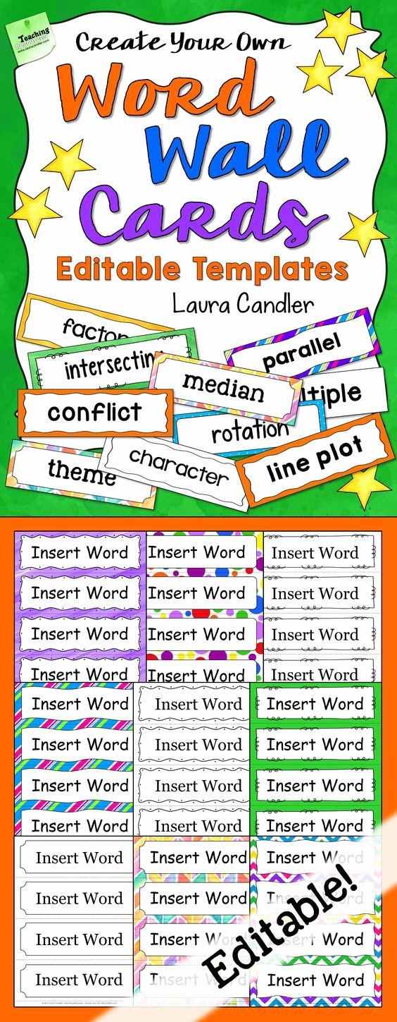 Math Borders for Word New Word Wall Cards Editable