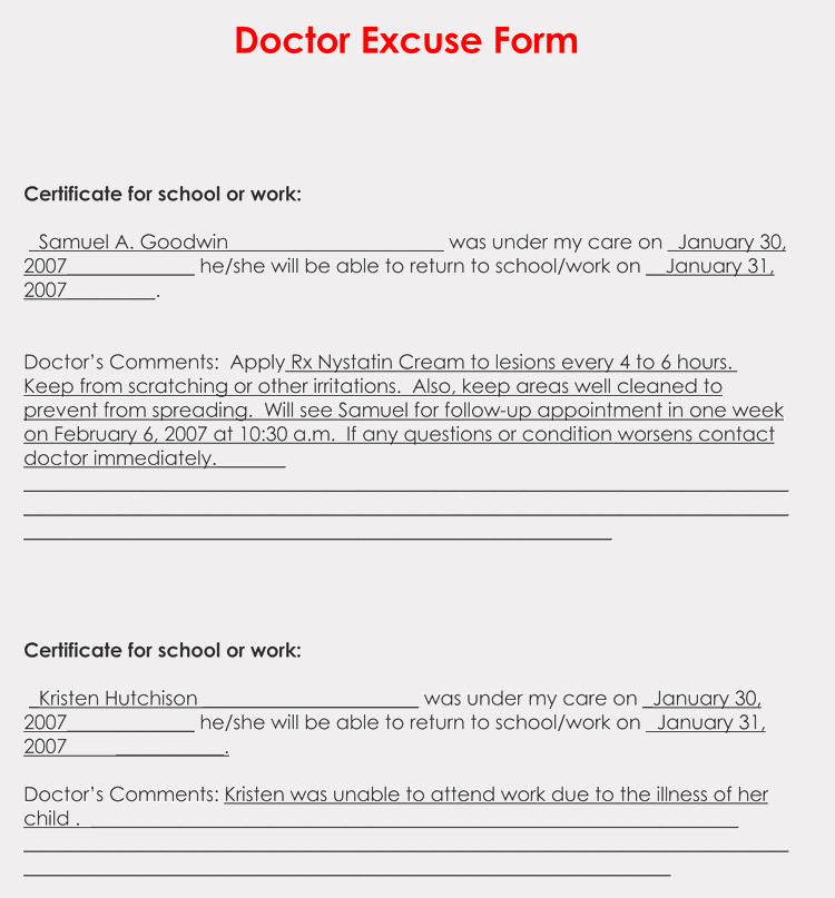 Medical Excuse form Awesome 36 Free Fill In Blank Doctors Note Templates for Work