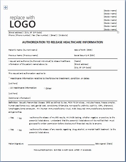Medical Release Of Information form Best Of Sample Medical Authorization form Templates