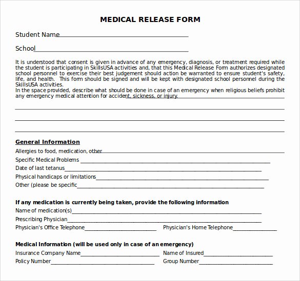 Medical Release Of Information form Luxury Sample Medical Release form 10 Free Documents In Pdf Word