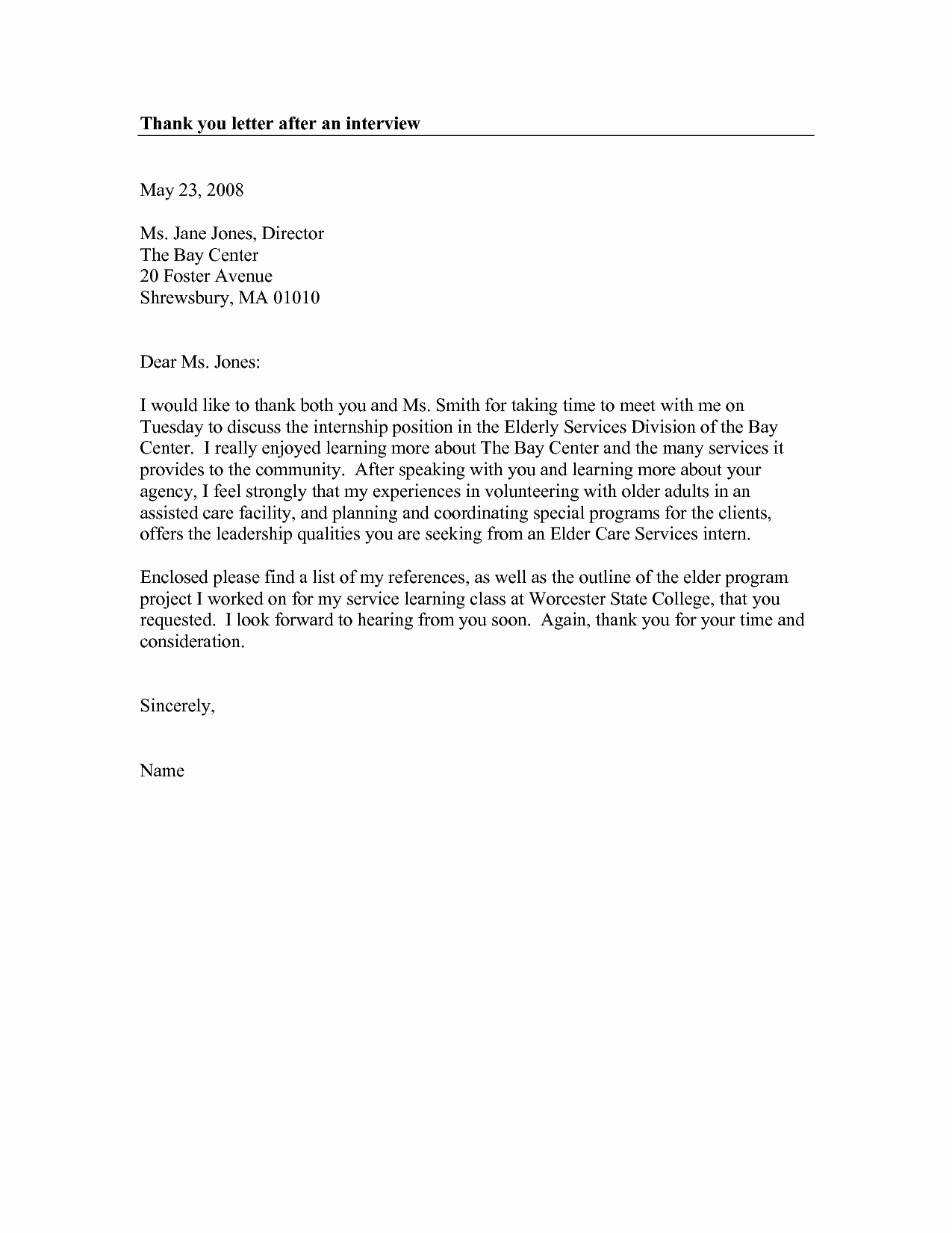 Medical School Interview Thank You Letter Unique Best S Of the Letter after Interview Sample Thank