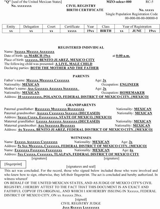 Mexican Birth Certificate Template New Templating as A Strategy for Translating Ficial… – Meta