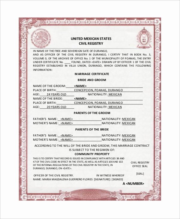 Mexican Marriage Certificate Template Lovely Mexican Marriage Certificate Template Best Of 28 Of