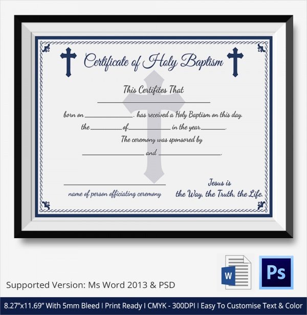 Microsoft Word Baptism Certificate Template Fresh Sample Baptism Certificate 23 Documents In Pdf Word Psd