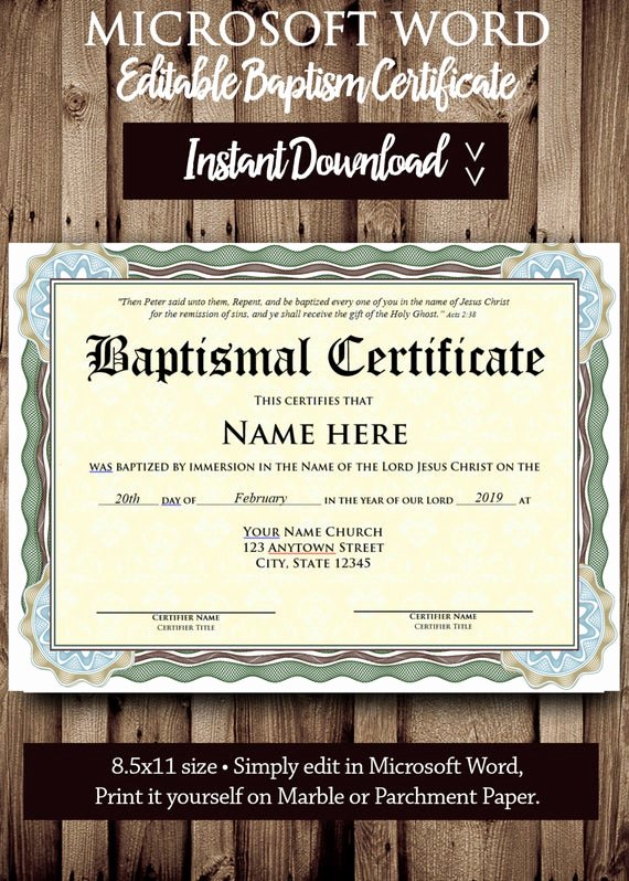 Microsoft Word Baptism Certificate Template Luxury Baptism Certificate Template Microsoft Word Editable File