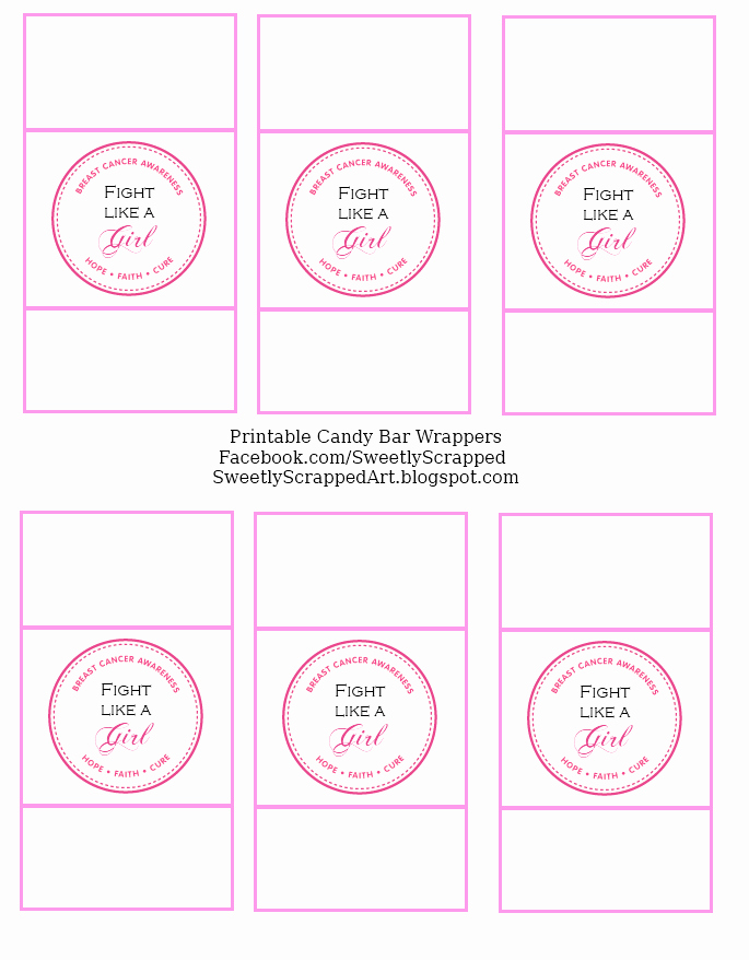 Mini Candy Bar Wrapper Template for Word Beautiful Sweetly Scrapped Breast Cancer Awareness Free Printables