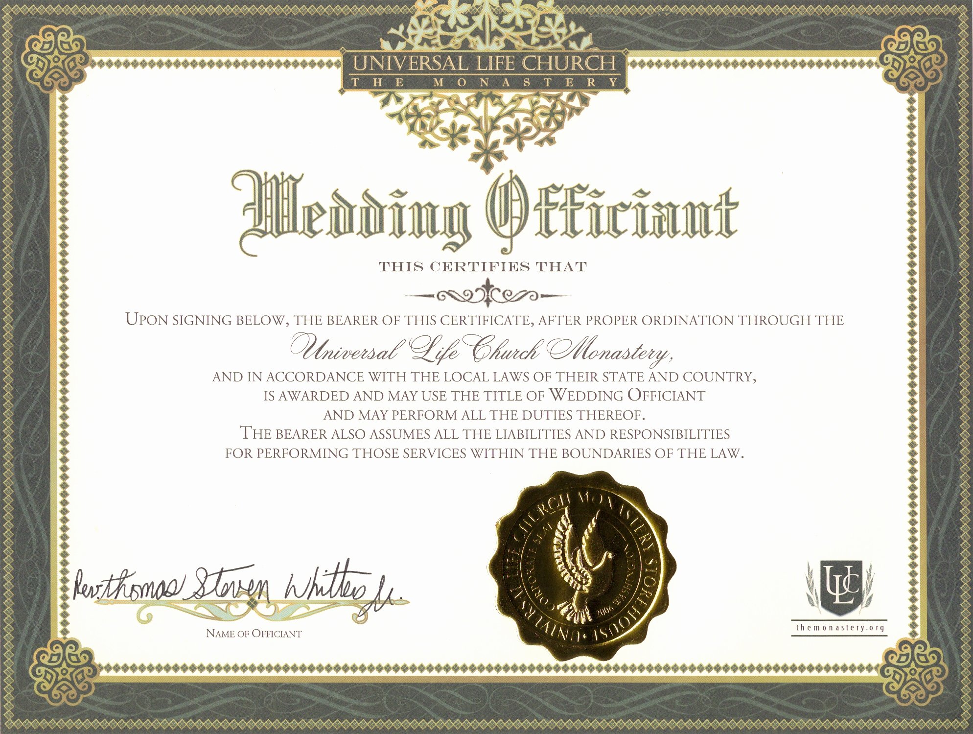 Minister License Certificate Template Fresh Ohio Wedding Ministers Wedding Ficiants