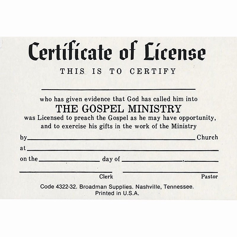 Minister License Certificate Template Luxury License for Minister Billfold Lifeway